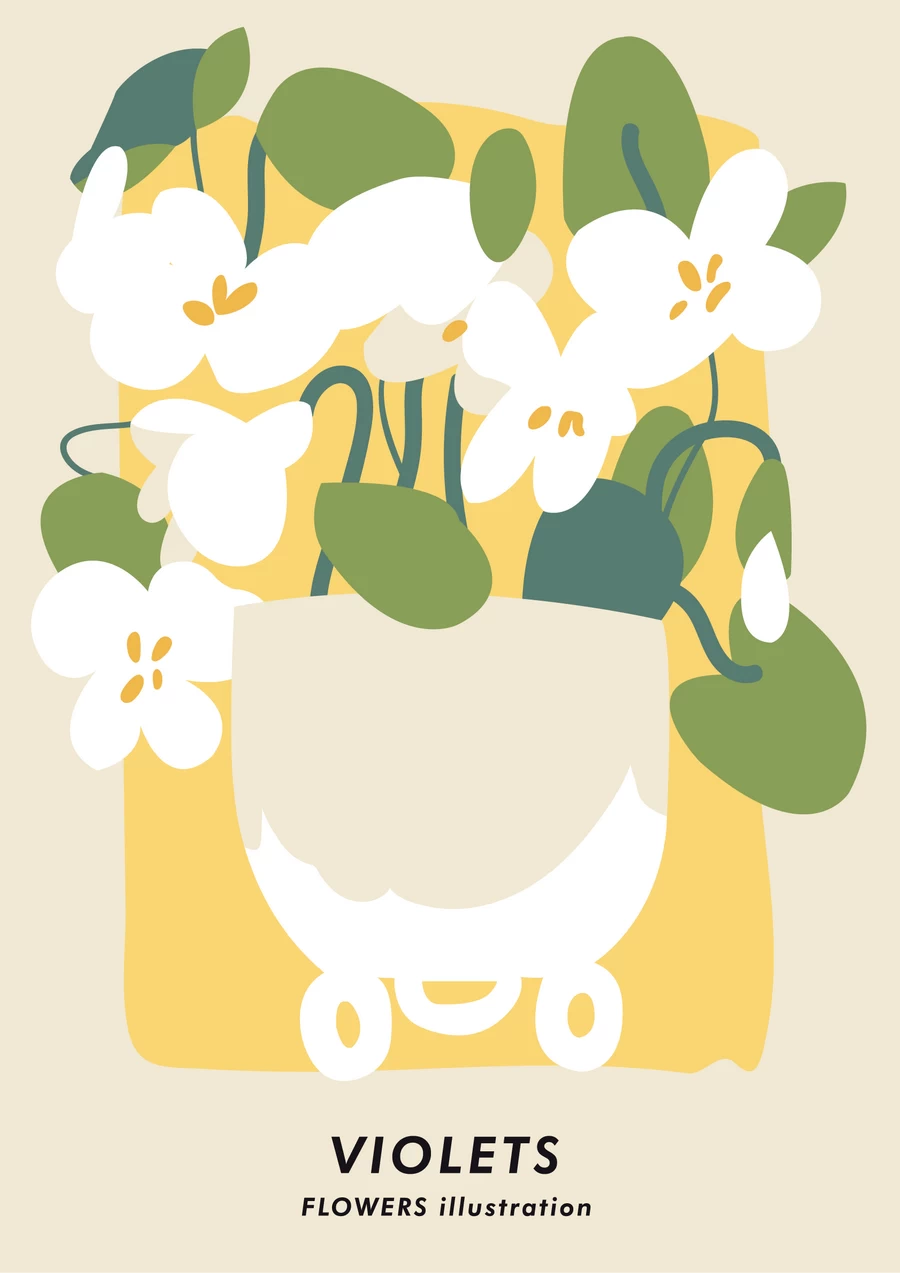 手绘小清新北欧花朵植物花卉插画海报封面画芯装饰AI矢量设计素材【031】
